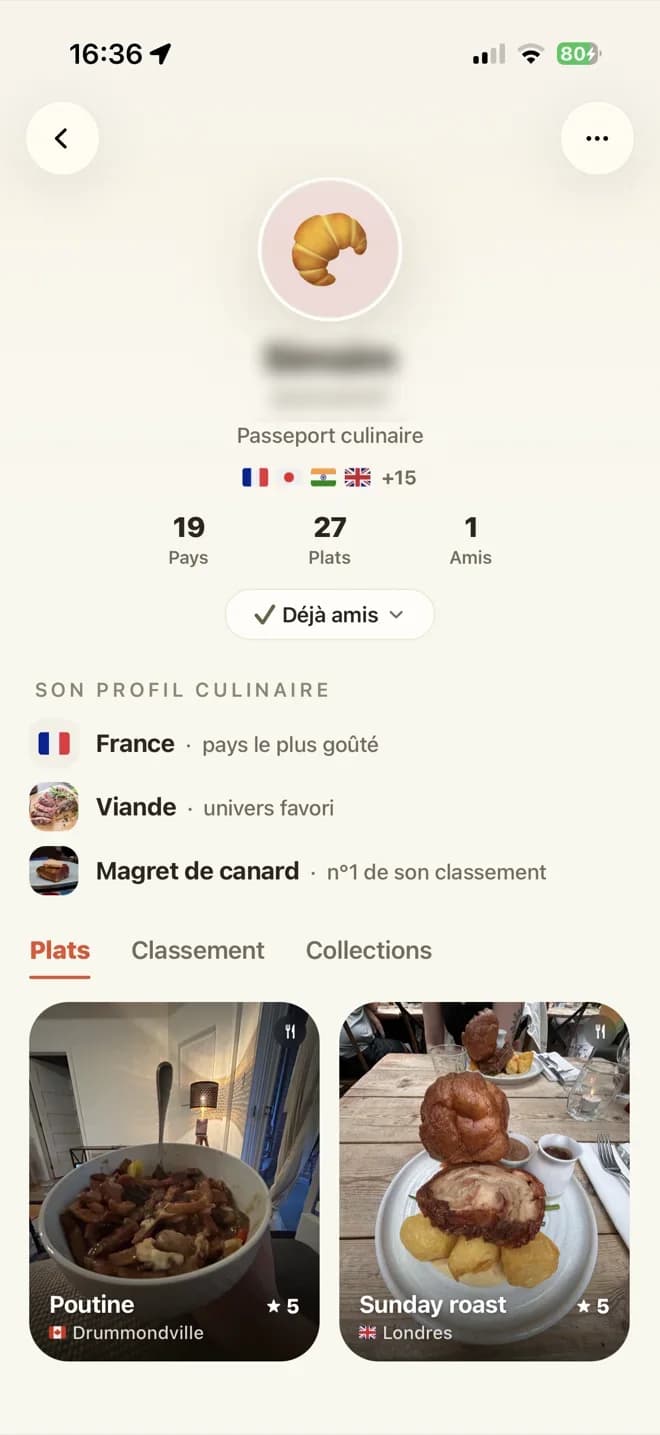 Un profil-passeport : 19 pays, 27 plats, le pays le plus goûté et le plat n°1 du classement